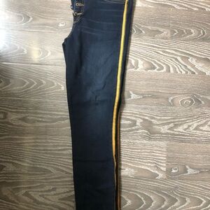 Veronica Beard Navy Denim Jeans with Tan Stitching